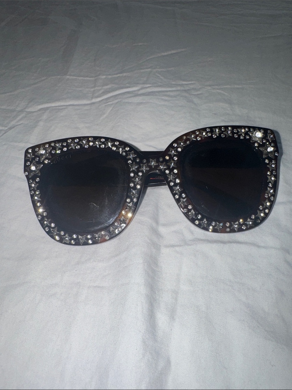 Gucci Black Crystal-Trim Oversized Women's Sunglasses